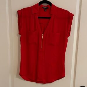 Express Women's Vibrant Red Blouse with Zipper